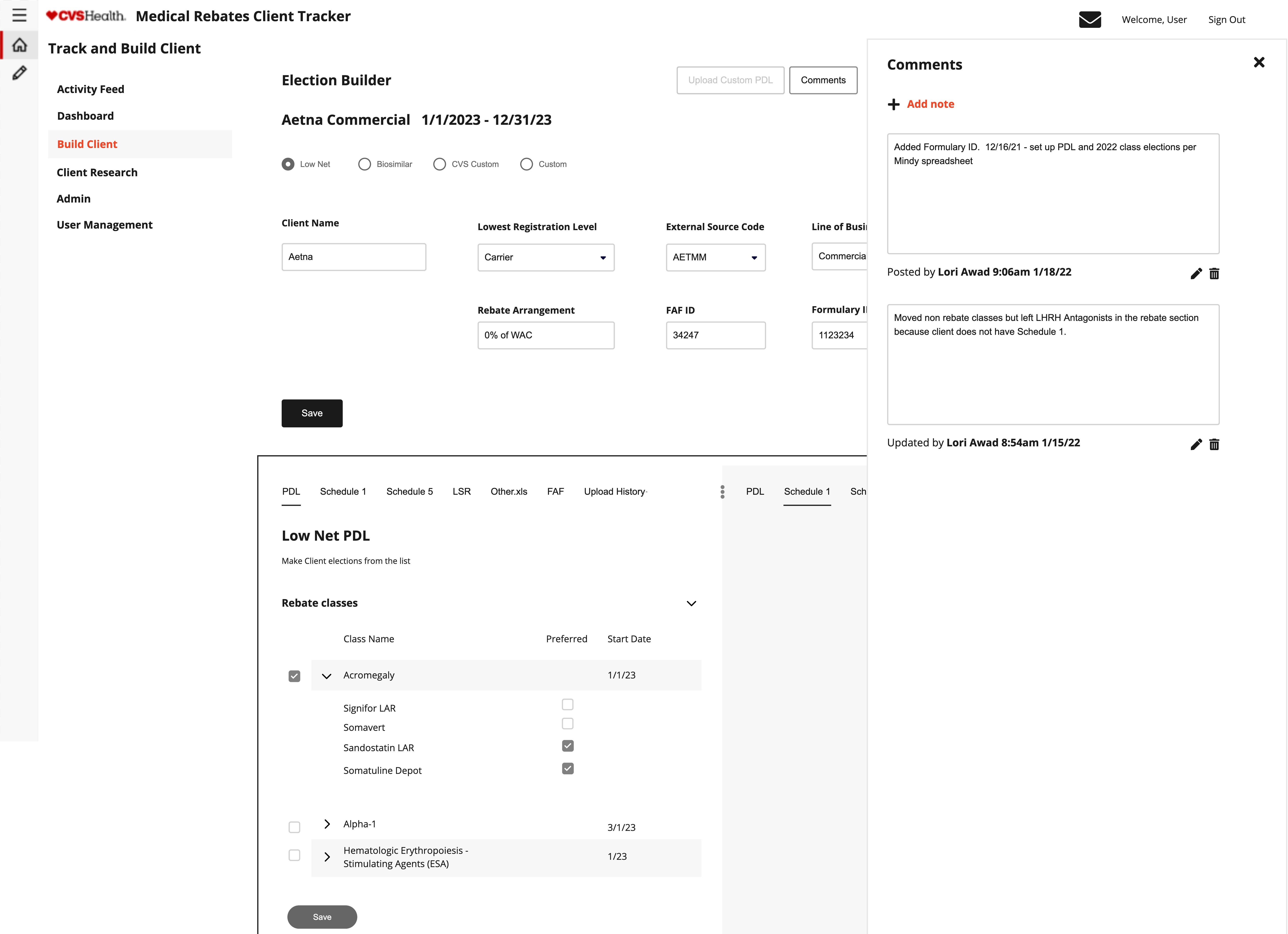 Low Fidelity Mockup of Drug Election Builder