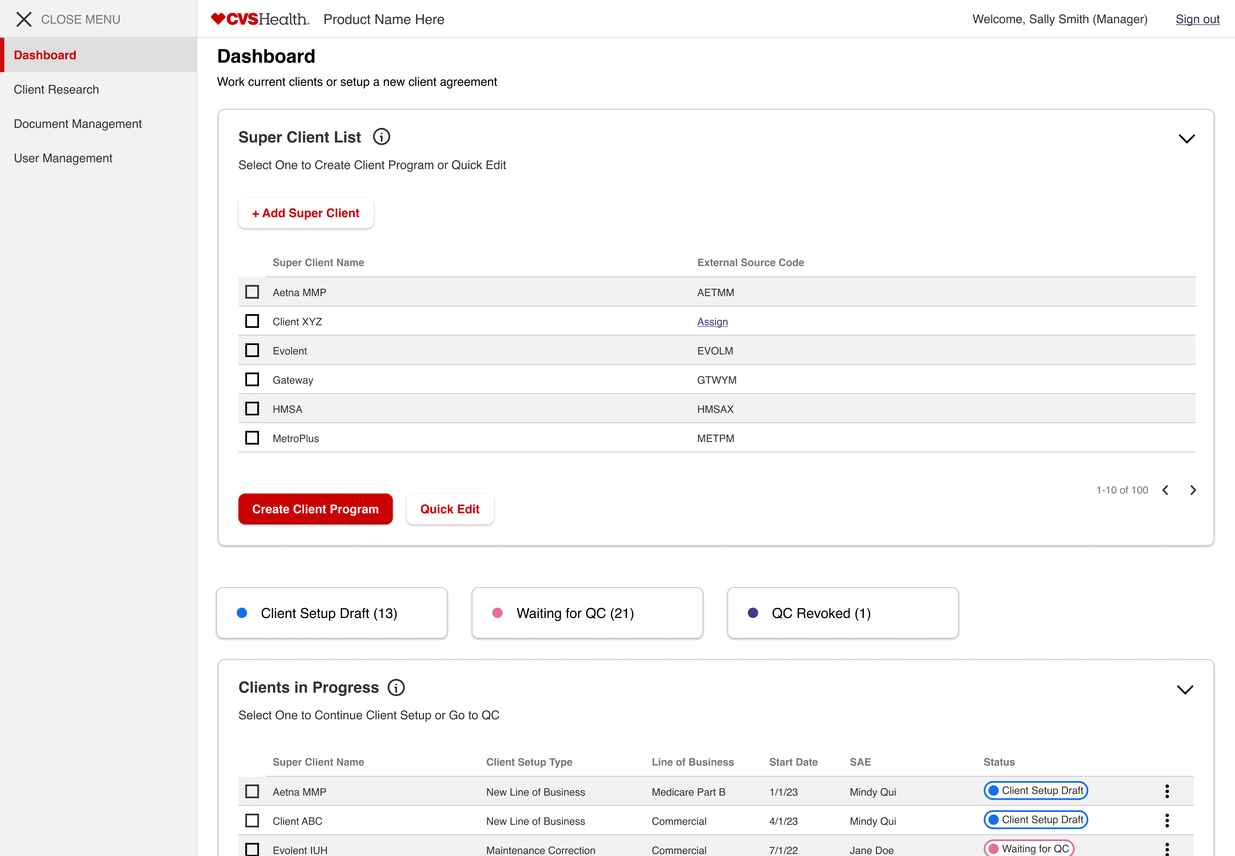 wireframe of MRPAT Dashboard