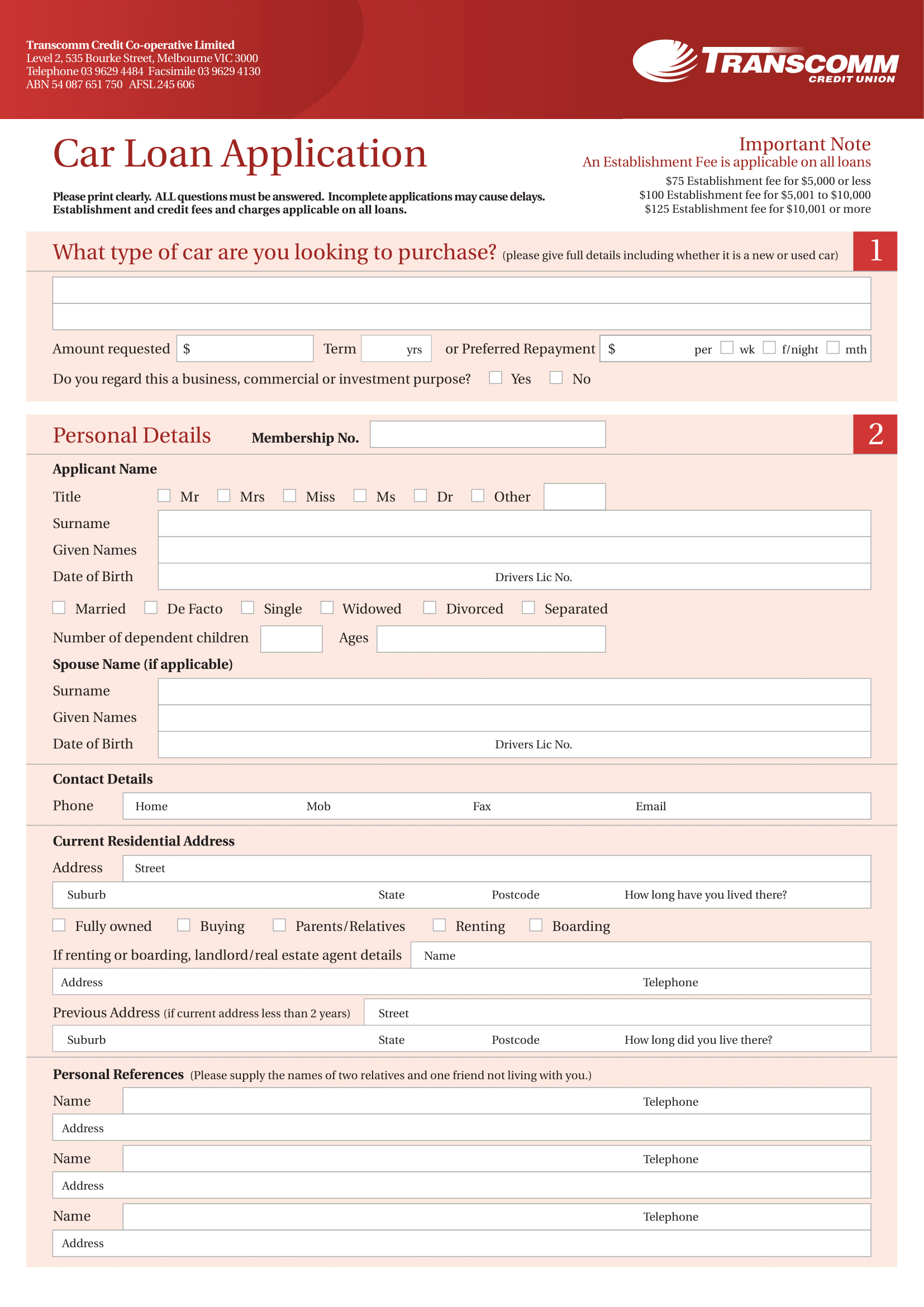 Transcomm form page 1