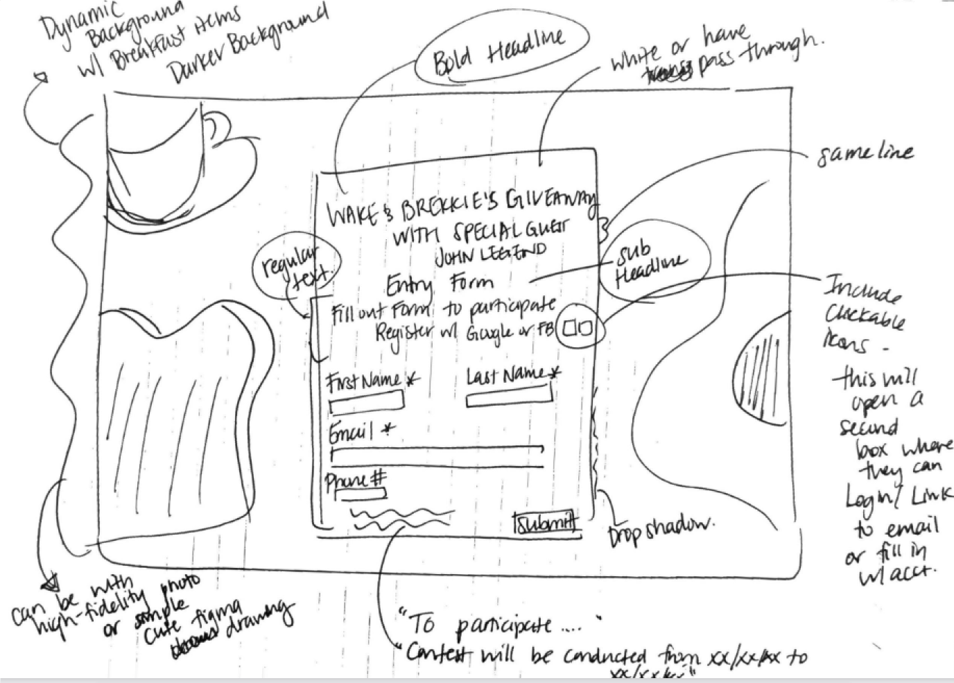 sketch of contest web pages