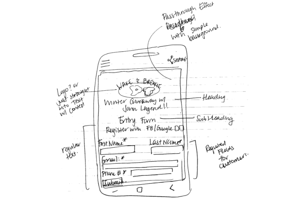 sketch of contest mobile pages