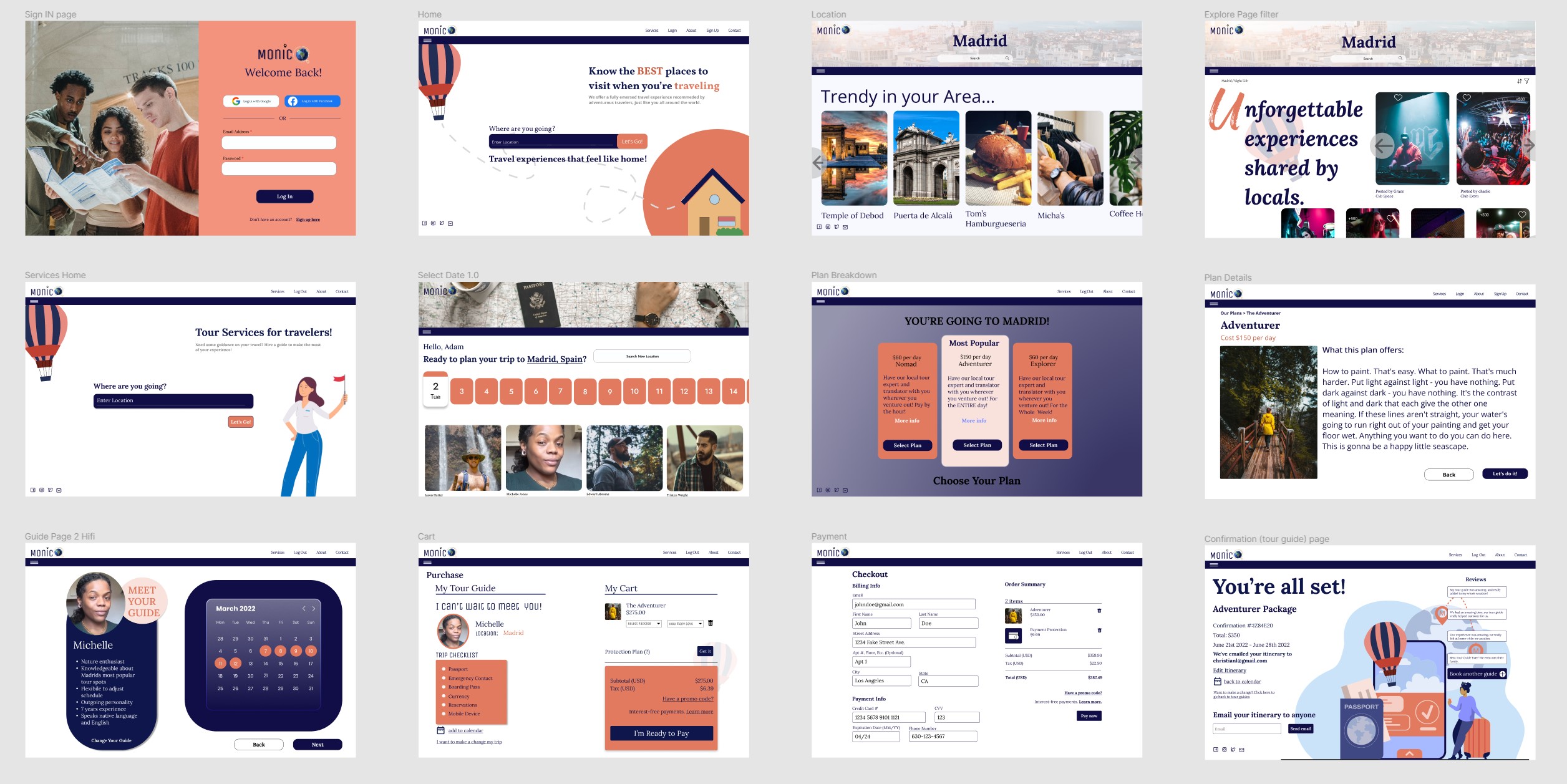 screenshot of monico website version 1